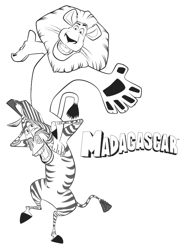 coloriage Madagascar alex et marty font les clowns